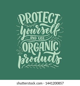 Organic skin care phrase concept banner. Natural cosmetic slogan for presentation or website. Isolated lettering typography product ide. Vector illustration