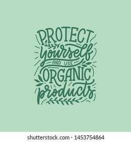 Organic skin care phrase concept banner. Natural cosmetic slogan for presentation or website. Isolated lettering typography product ide. Vector illustration