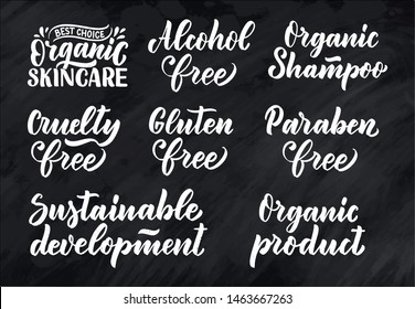 Organic skin care phrase concept banner. Natural cosmetic slogan for presentation or website. Isolated lettering typography product ide. Vector illustration