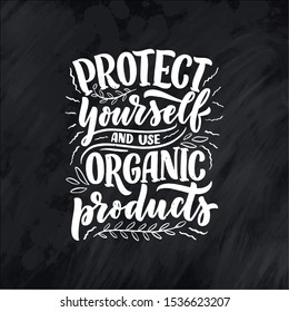 Organic skin care phrase concept banner. Natural cosmetic slogan for presentation or website. Isolated lettering typography product ide. Vector illustration