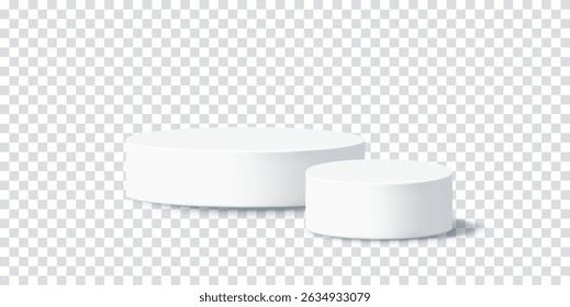 Organic skincare cream podium. Minimalist white 3D stage for natural beauty product packaging. Vector illustration set on transparent background
