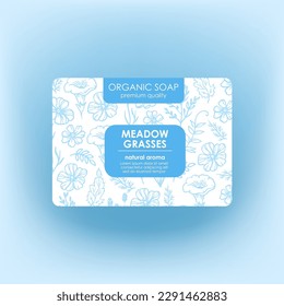 SOAP ORGÁNICO TAG PACK Diseño Moderno Paquetes Grasas De Parche Fragrante Creado A Partir De Flores Silvestres Azules En El Borde De Plantilla Vector De Fondo Blanco Para Imprimible