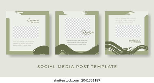 Organic Social Media Post Design Green Brush Abstract For Food, Creative, Culinary, Nature