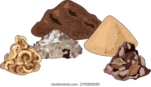 Organic soil conditioners and mulching components pile isolated