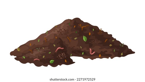 Cuenca orgánica del suelo para compost, reciclaje del jardín de basura natural. Gusanos de la Tierra y basura biodegradable. Ilustración del vector