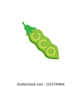 Organic soya bean flat icon, vector sign, colorful pictogram isolated on white. Soybean food symbol, logo illustration. Flat style design