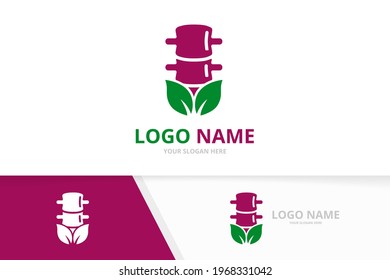 Organic spine logo combination. Unique spinal diagnostic center logotype design template.