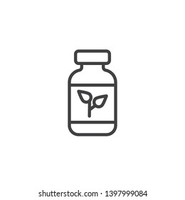 Organic sports nutrition line icon. linear style sign for mobile concept and web design. Herbal nutrition jar outline vector icon. Symbol, logo illustration. Pixel perfect vector graphics