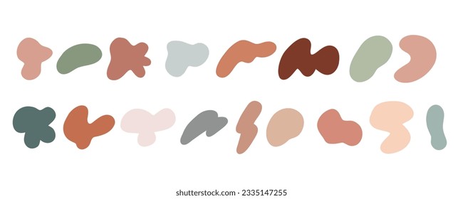 Organic spot, random shapes. Organic irregular spot, stone or blobs. Abstract pebble silhouettes, blotch and inkblot. Simple liquid splodge elements water forms. Stock vector minimal bubble.