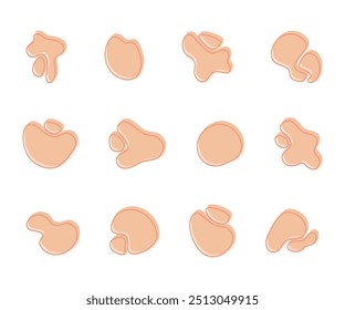 Organic stains, figures, liquid elements. Set of graphic elements for designs. Vector illustration.