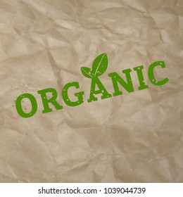 Organic Stamp Sign Cardboard Background, Vector Illustration