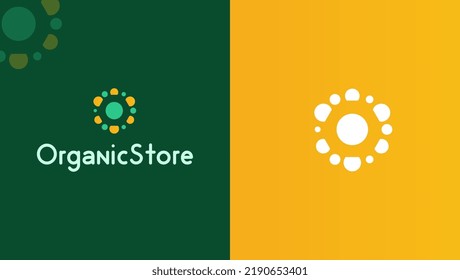 Plantillas de diseño de logotipo de formas geométricas de almacenamiento orgánico. Formas orgánicas, marca logarca, símbolo, signo, icono. Uso para Tienda Orgánica, Salud, Tienda Verde, Empresa, Empresa Alimentaria, Negocios, Mercado, Publicidad
