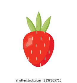 Organic strawberry isolated on white background. Decorative fruit. Element for card, invitation, market, banner, poster, packaging, menu, farm, magazine, app. Flat vector illustration.