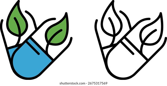 Organic Supplements Icon Vector Design Pack for Wellness