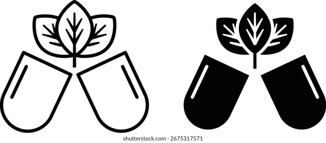Organic Supplements Icon Vector Design Pack for Wellness