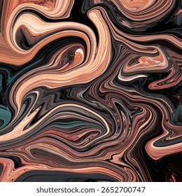 Redemoinhos orgânicos em tons terrosos criam uma textura rica e abstrata com movimento dinâmico. Ideal para fundos, têxteis ou design inspirado na arte moderna.