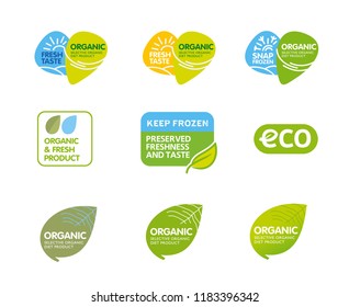 Organic symbol. Eco elementsl for healthy food and drink product.