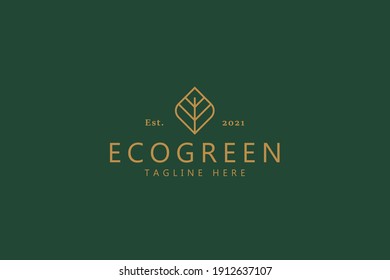 Organic Symbol Of Ecogreen Vintage Style Logo Concept. Bio Business Company. Health, Medicine, Food, Pharmacy, Agriculture Product. Beauty, Spa, Yoga Brand Identity.