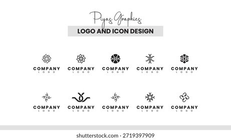 Conjunto de iconos de logotipo simétrico orgánico