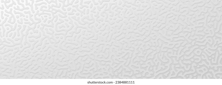 Textura emboscada táctil orgánica. Resumen del fondo del patrón psicodélico de la difusión de la reacción monocromática blanca. Girando el diseño del algoritmo generativo. Ilustración del vector