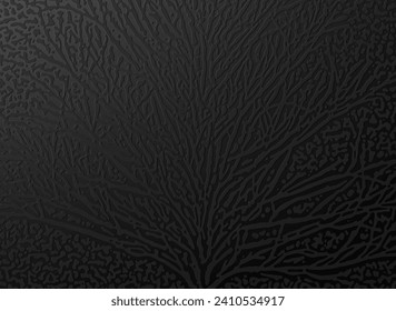 Organic tactile embossed texture. Abstract black monochrome reaction diffusion psychedelic pattern background. Turing generative algorithm design. Vector illustration