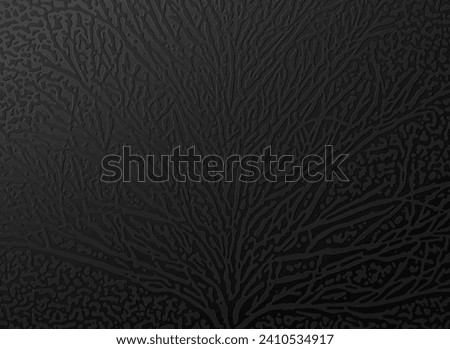 Organic tactile embossed texture. Abstract black monochrome reaction diffusion psychedelic pattern background. Turing generative algorithm design. Vector illustration