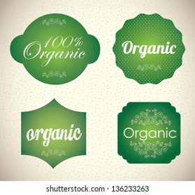 Organic tag over vintage background vector illustration