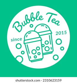 Organic and tasty bubble tea, organic food with delicious and vegan friendly ingredients. Dieting and detox, nourishment and eating snacks. Product logotype, logo or emblem. Vector in flat style