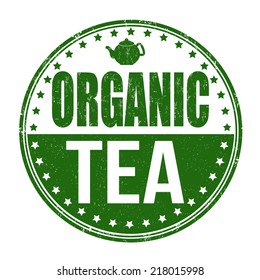 Organic tea grunge rubber stamp on white background, vector illustration