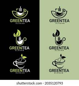 Organic Tea Logo Template. Vector set label for tea shop or cafe.