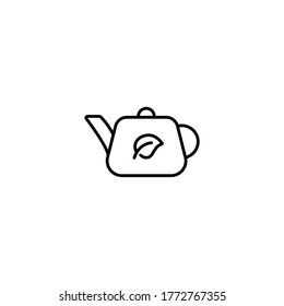 Organic tea, teapot simple thin line icon vector illustration