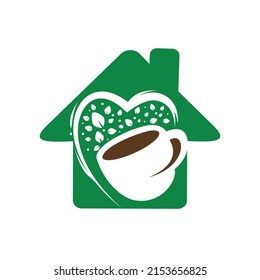 Organic tea vector logo design. Leaf mug for natural drink logo template.	