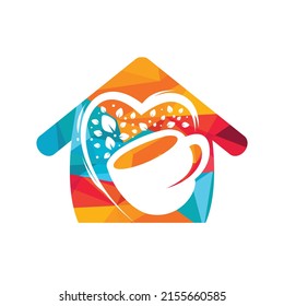Organic tea vector logo design. Leaf mug for natural drink logo template.	