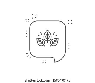 Organic tested line icon. Chat bubble design. Bio cosmetics sign. Fair trade symbol. Outline concept. Thin line organic tested icon. Vector