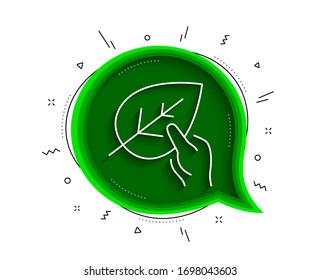 Organic tested line icon. Chat bubble with shadow. Bio cosmetics sign. Paraben symbol. Thin line organic tested icon. Vector