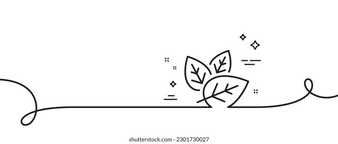 Organic tested line icon. Continuous one line with curl. Bio cosmetics sign. Fair trade symbol. Organic tested single outline ribbon. Loop curve pattern. Vector
