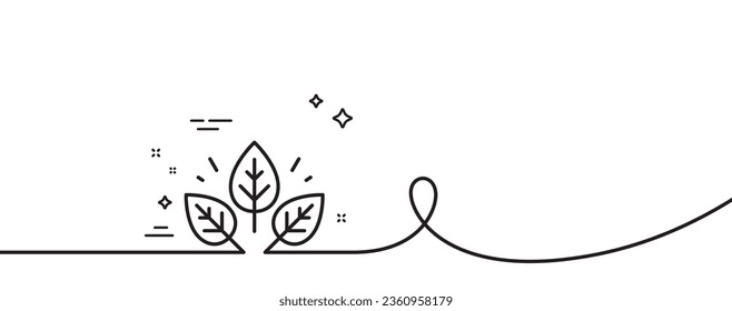 Organic tested line icon. Continuous one line with curl. Bio cosmetics sign. Fair trade symbol. Organic tested single outline ribbon. Loop curve pattern. Vector