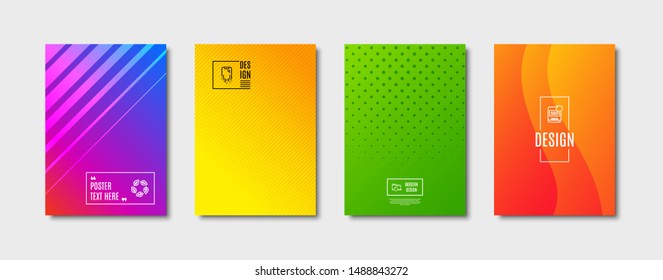 Organic tested, Recovery ssd and Recovery devices line icons set. Cover design, poster template. Bio ingredients, Backup info, Backup data. Phone repair. Business set. Abstract background. Vector