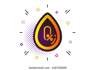 Organic tested sign. Halftone circles pattern. No alcohol icon. Water drop symbol. Classic flat no alcohol icon. Vector