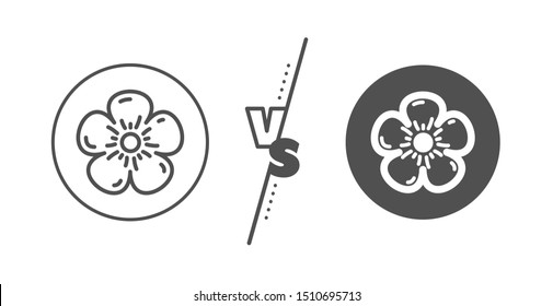 Organic tested sign. Versus concept. Natural linen line icon. Fair trade symbol. Line vs classic natural linen icon. Vector