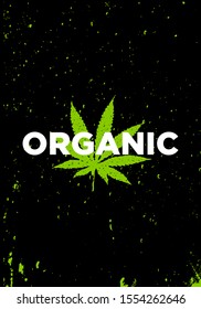 texto orgánico con diseño vectorial de hoja de cáñamo