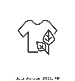 Organic textile line icon. linear style sign for mobile concept and web design. T-shirt and leaf outline vector icon. Symbol, logo illustration. Vector graphics