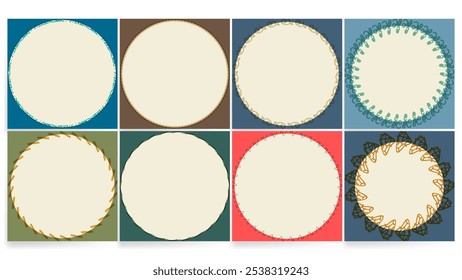 Organic Textured Circle Frames Vector Set