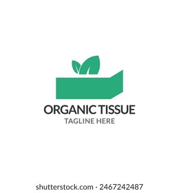 Organic tissue logo concept in flat style. Leaf and tissue box vector illustration