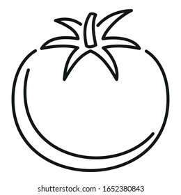 Icono de tomate orgánico. Icono de vector de tomate orgánico de esquema para diseño web aislado en fondo blanco