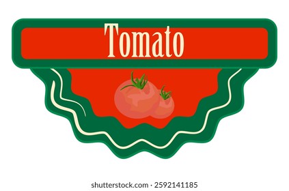Organic tomato label. Vegetable printed product tag.