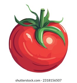 organic tomato, ripe and juicy vegetable icon isolated