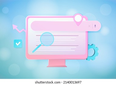 Organic traffic search results 3d vector concept. Increase customer visits from search engine. Digital marketing and organic neutrality web SEO illustration.