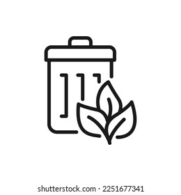 Organic trash icon line style isolated on white background. Vector illustration