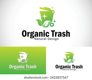 organic trash logo creative nature leave cleans design concept